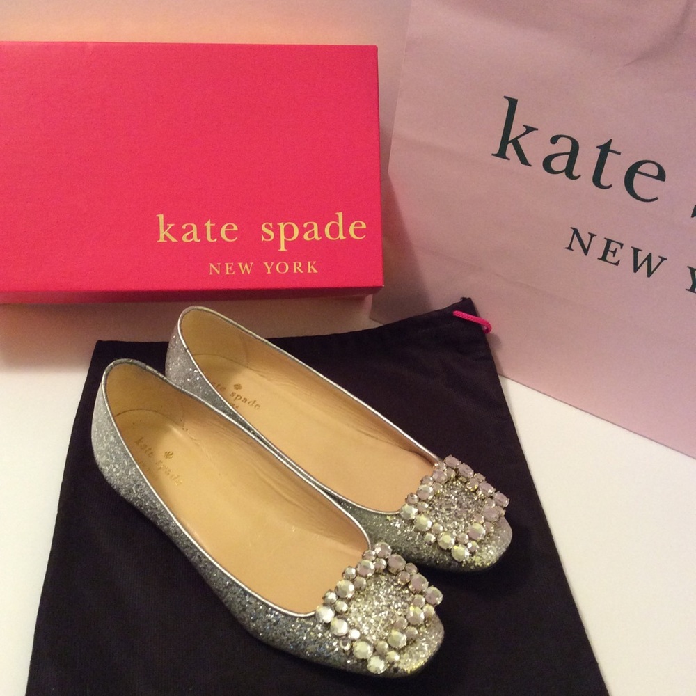 RARE Kate spade Norella Crystal buckle glitter flat